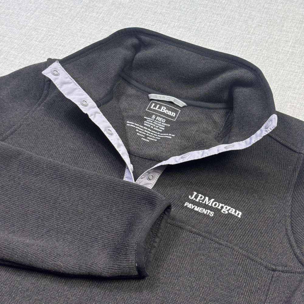 L.L.Bean Fleece Pullover T-Snap Sweater Womens Small Gray Polyester Mock Neck